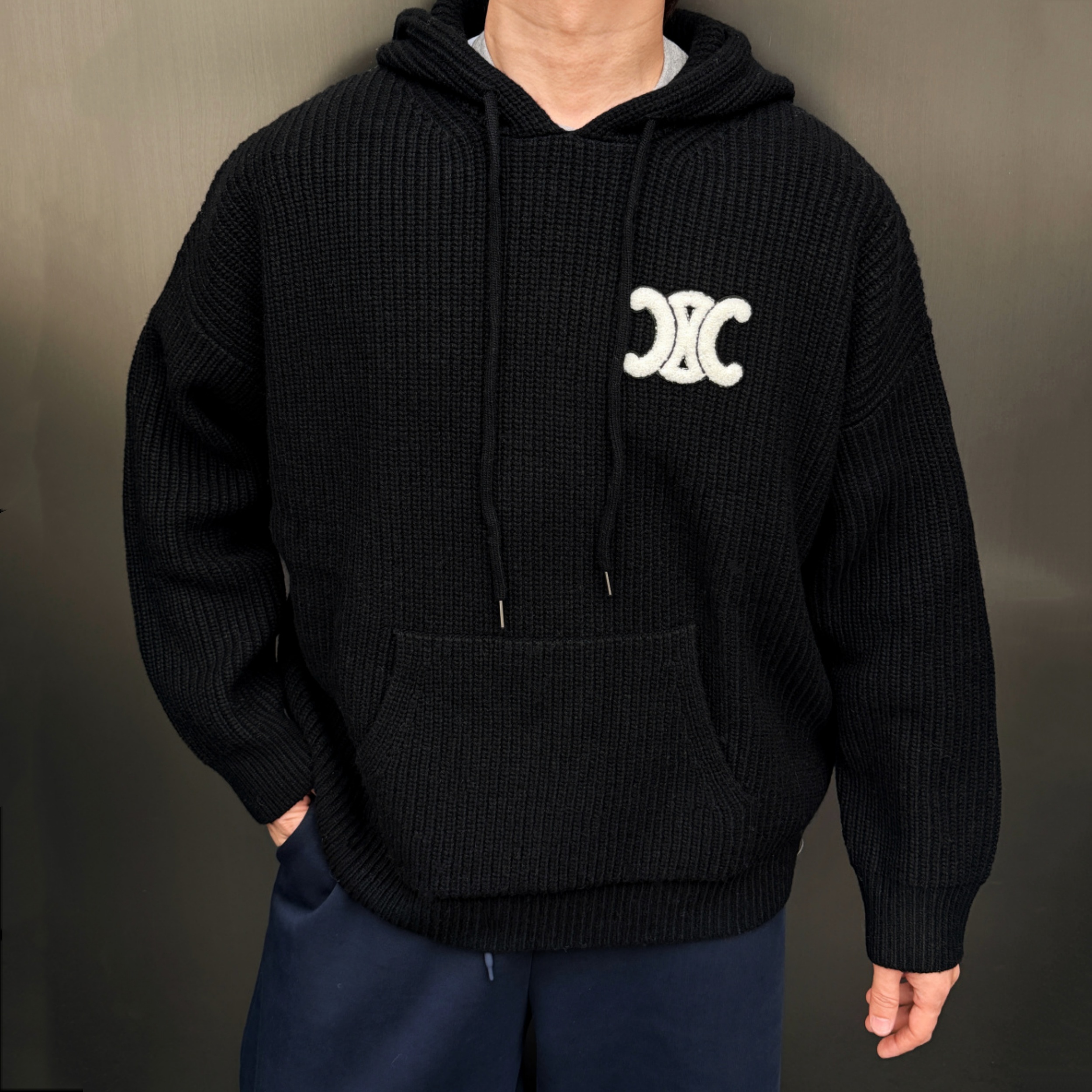 celine triomphe towel embroidery hoodie